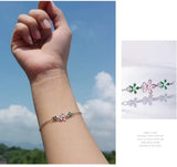 925 Sterling Silver Daisy Flower Charm Bracelet for Women