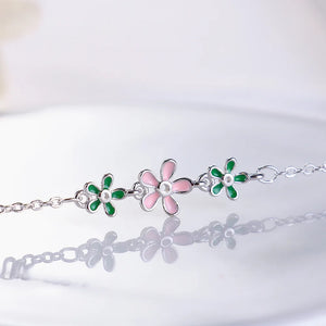 925 Sterling Silver Daisy Flower Charm Bracelet for Women
