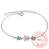925 Sterling Silver Daisy Flower Charm Bracelet for Women