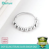 925 Silver Anti Anxiety Beads Spinner Ring for Women Vintage Fidget Band