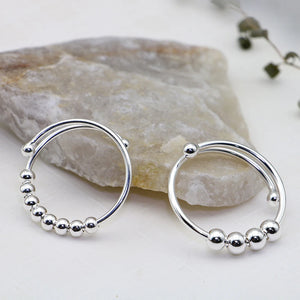 Daifuni 925 Sterling Silver Anti Beads Rings For Stress Women Men Anxiety