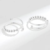 Daifuni 925 Sterling Silver Anti Beads Rings For Stress Women Men Anxiety