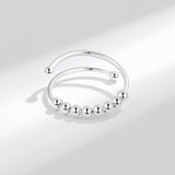 Daifuni 925 Sterling Silver Anti Beads Rings For Stress Women Men Anxiety