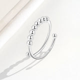 Daifuni 925 Sterling Silver Anti Beads Rings For Stress Women Men Anxiety