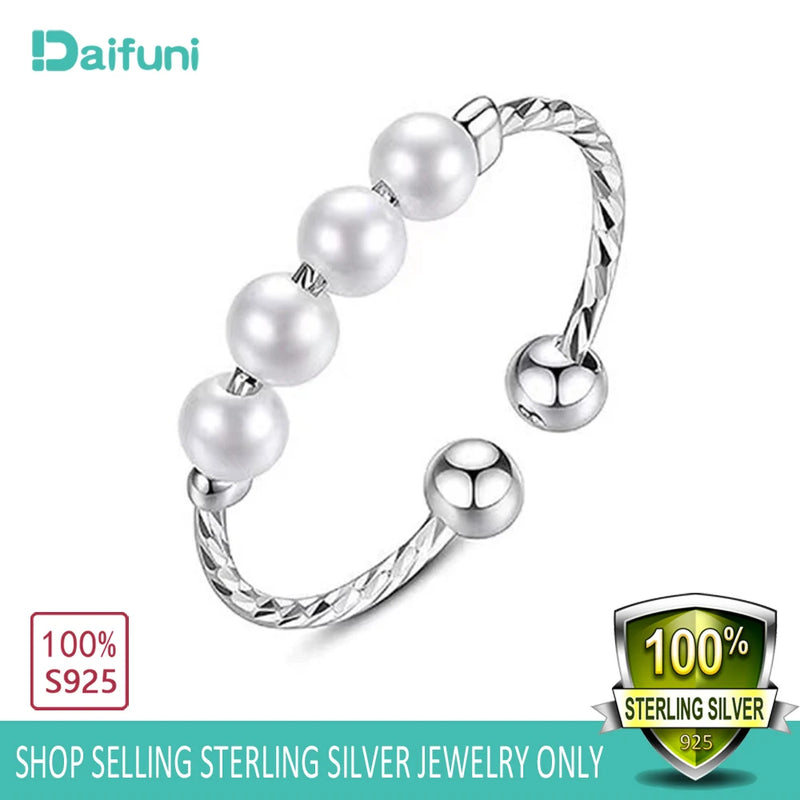 Daifuni 925 Sterling Silver Anti Pearl Rings For Women