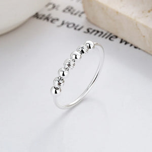 Daifuni 925 Silver Beads Rings Rotate Freely Anti Stress Fidget Spinner Band