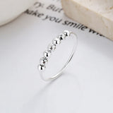 Daifuni 925 Silver Beads Rings Rotate Freely Anti Stress Fidget Spinner Band