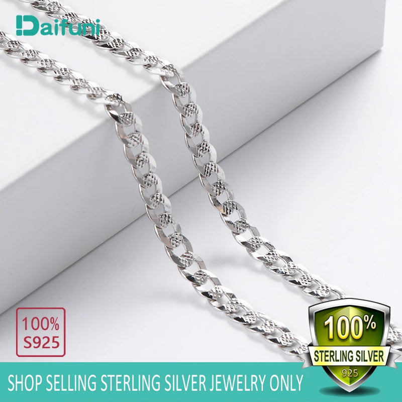 S925 Silver 5MM Cuban Chain Necklace Woman Singer Hip-Hop Style