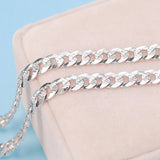 S925 Silver 5MM Cuban Chain Necklace Woman Singer Hip-Hop Style