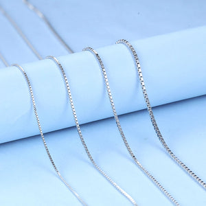 Daifuni S925 Sterling Silver Slim Necklace Box Chain Pendant Accessory 0.7-1.2MM