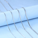 Daifuni S925 Sterling Silver Slim Necklace Box Chain Pendant Accessory 0.7-1.2MM