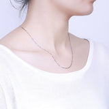 Daifuni S925 Sterling Silver Slim Necklace Box Chain Pendant Accessory 0.7-1.2MM