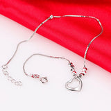 Daifuni 925 Silver Heart Anklet Bracelet for Women Foot Jewelry