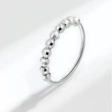Daifuni 925 Silver Beads Ring Freedom Rotate Anti Stress Anxiety INS Style