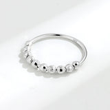 Daifuni 925 Silver Beads Ring Freedom Rotate Anti Stress Anxiety INS Style