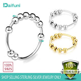Daifuni 925 Silver Fidget Bead Ring - Anti Stress Anxiety Style Lady Gift