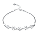 Daifuni 925 Sterling Silver Bracelet High Two Snake Chain Flower Pattern