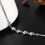 Daifuni 925 Sterling Silver Bracelet High Two Snake Chain Flower Pattern
