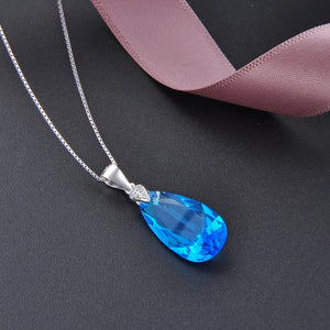 Daifuni 925 Silver Necklace Water Drop Colored Glaze Jewelry