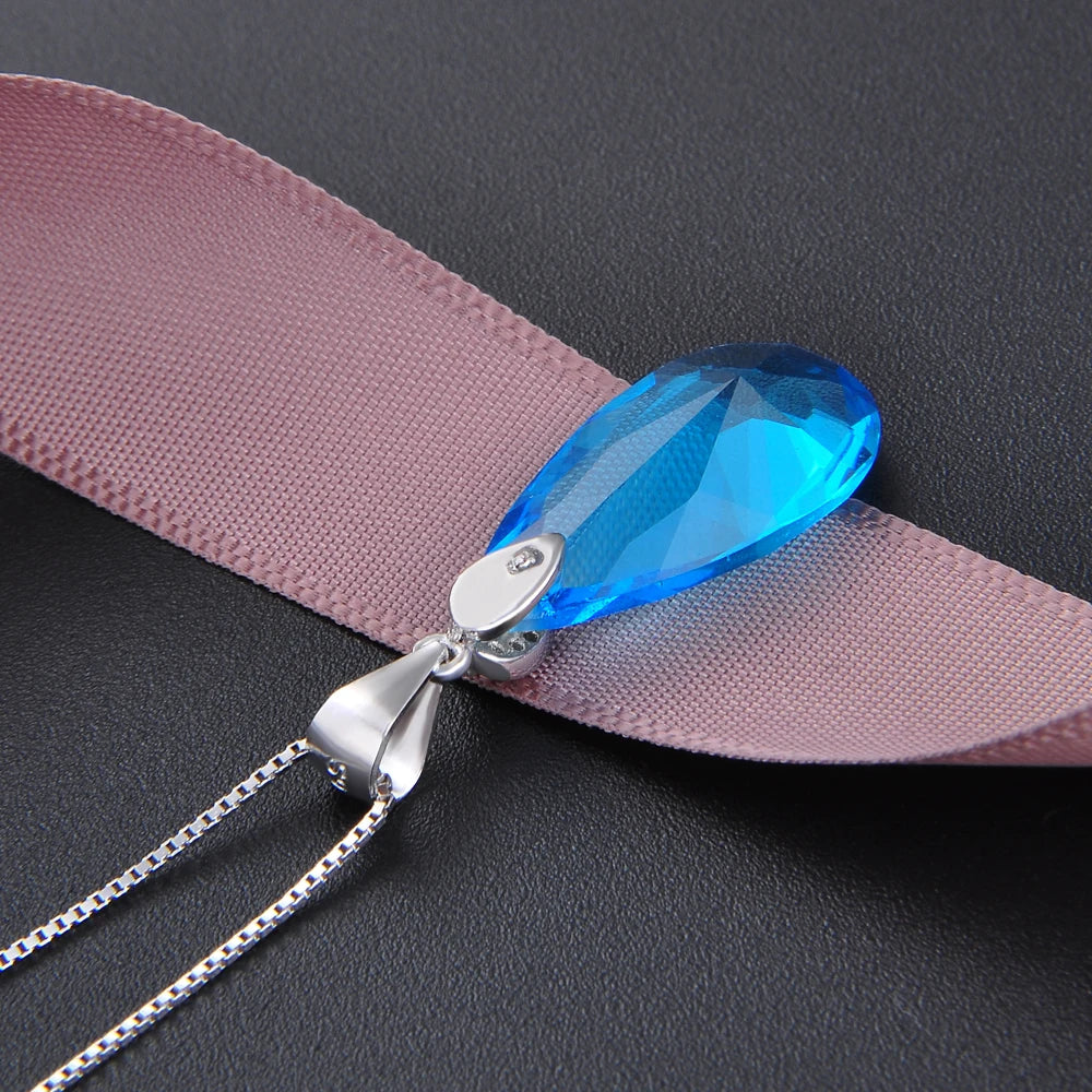 Daifuni 925 Silver Necklace Water Drop Colored Glaze Jewelry