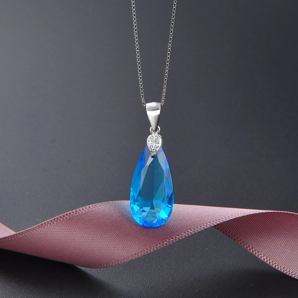 Daifuni 925 Silver Necklace Water Drop Colored Glaze Jewelry