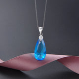 Daifuni 925 Silver Necklace Water Drop Colored Glaze Jewelry