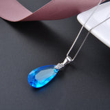 Daifuni 925 Silver Necklace Water Drop Colored Glaze Jewelry