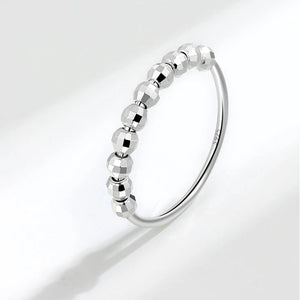 Daifuni 925 Silver Spin Beads Rings For Women Stress Relief Lady Jewelry