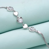 Daifuni Charms 925 Silver Bracelet for Women with Cubic Zircon Five Heart