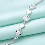 Daifuni Charms 925 Silver Bracelet for Women with Cubic Zircon Five Heart