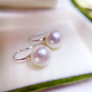 Daifuni 925 Silver Earrings Women Round Pearl Dangle Hook Jewelry