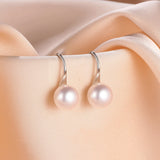 Daifuni 925 Silver Earrings Women Round Pearl Dangle Hook Jewelry