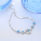 Daifuni S925 Sterling Silver Girl Bracelet Heart Crystal Bangle For Woman