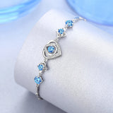 Daifuni S925 Sterling Silver Girl Bracelet Heart Crystal Bangle For Woman