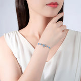 Daifuni S925 Sterling Silver Girl Bracelet Heart Crystal Bangle For Woman