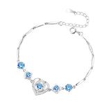 Daifuni S925 Sterling Silver Girl Bracelet Heart Crystal Bangle For Woman