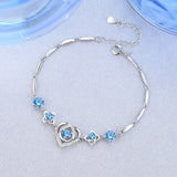Daifuni S925 Sterling Silver Girl Bracelet Heart Crystal Bangle For Woman