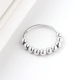Daifuni S925 Silver Rotating Stress Relief Beads Ring for Women