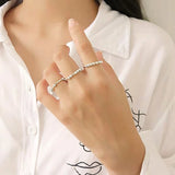 Daifuni S925 Silver Rotating Stress Relief Beads Ring for Women