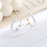 Daifuni S925 Silver Rotate Freely Pearl Rings Women Anxiety Fidget U Sh