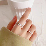 S925 Silver U-Shape Pearl Spiral Rings for Women