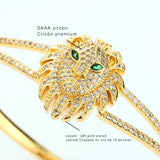 Daihe 18K Plated Lion Bracelet Women Adjustable 5A Cubic Zircon Copper Bangles