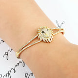 Daihe 18K Plated Lion Bracelet Women Adjustable 5A Cubic Zircon Copper Bangles