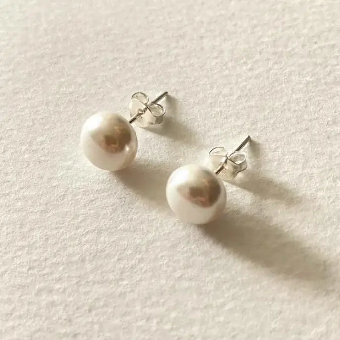 925 Silver Shell Pearl Stud Earrings For Women Earring Silver 925 Jewelry