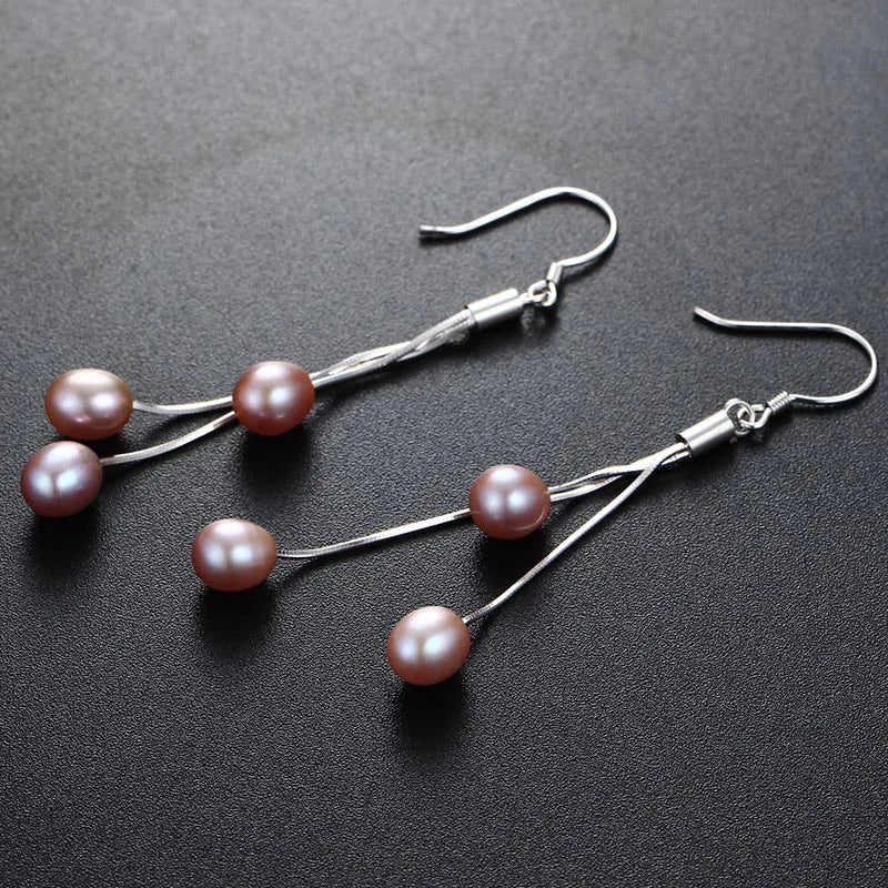 925 Silver Water Drop Earring Multicolor Freshwater Pearl Women Jewelry