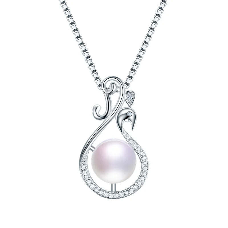 Freshwater Pearl Peacock Pendant Necklace 925 Silver