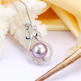 Freshwater Pearl Peacock Pendant Necklace 925 Silver