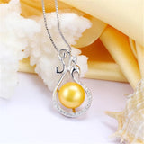 Freshwater Pearl Peacock Pendant Necklace 925 Silver