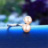 Freshwater Pearl Ring 925 Sterling Silver Open Adjustable Ring for Women