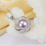 Freshwater Pearl Charm Necklace 925 Silver Zircon Pendant